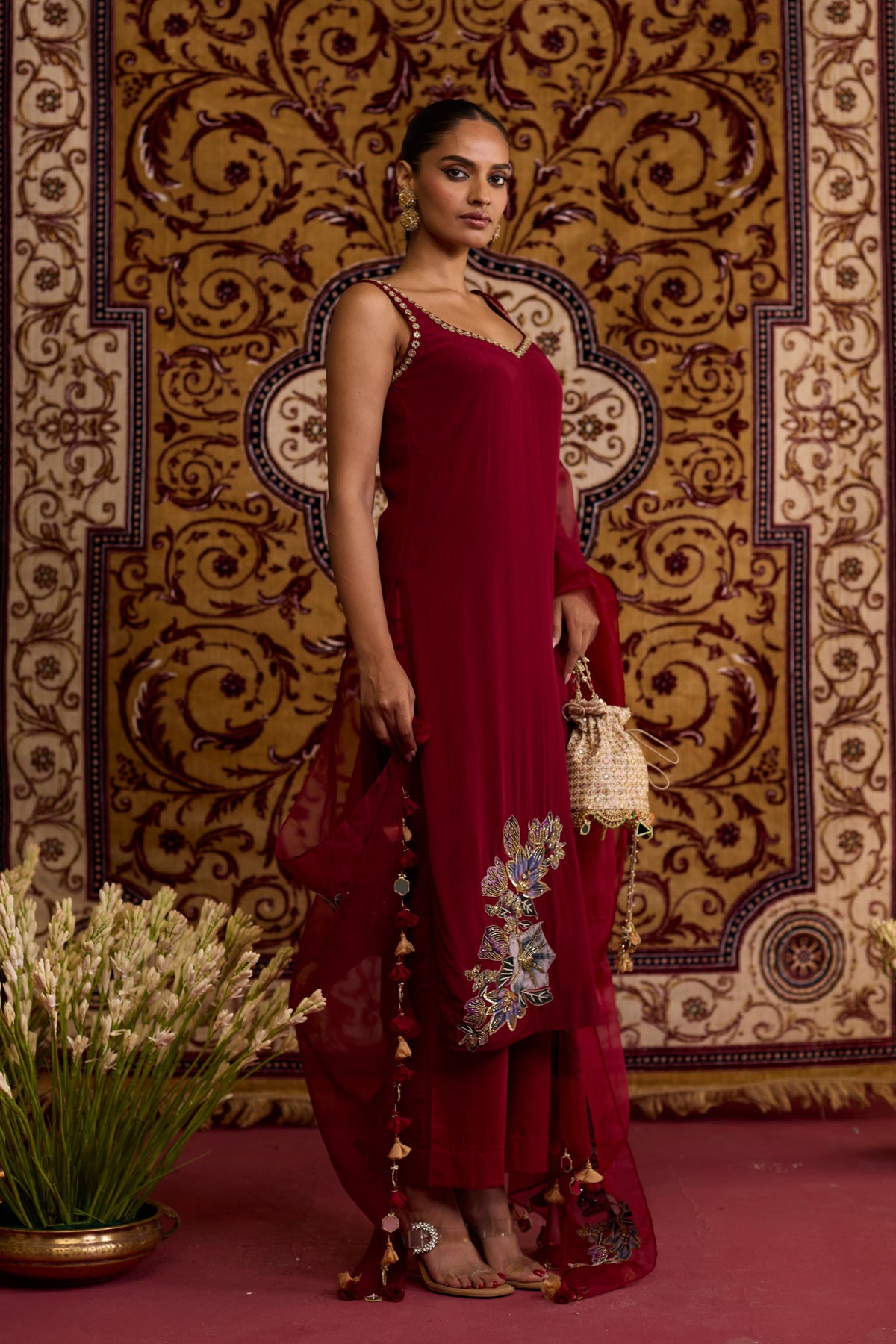 Maroon Kurta Set