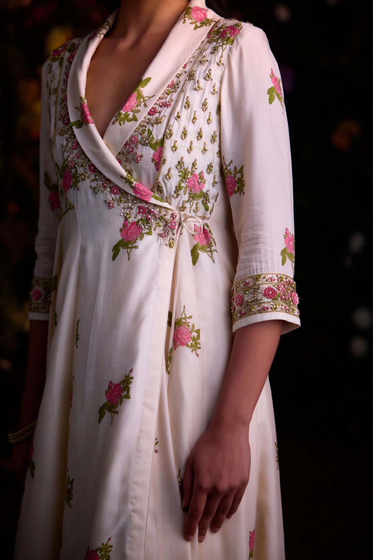 Embroidered Ivory Anarkali With Pants