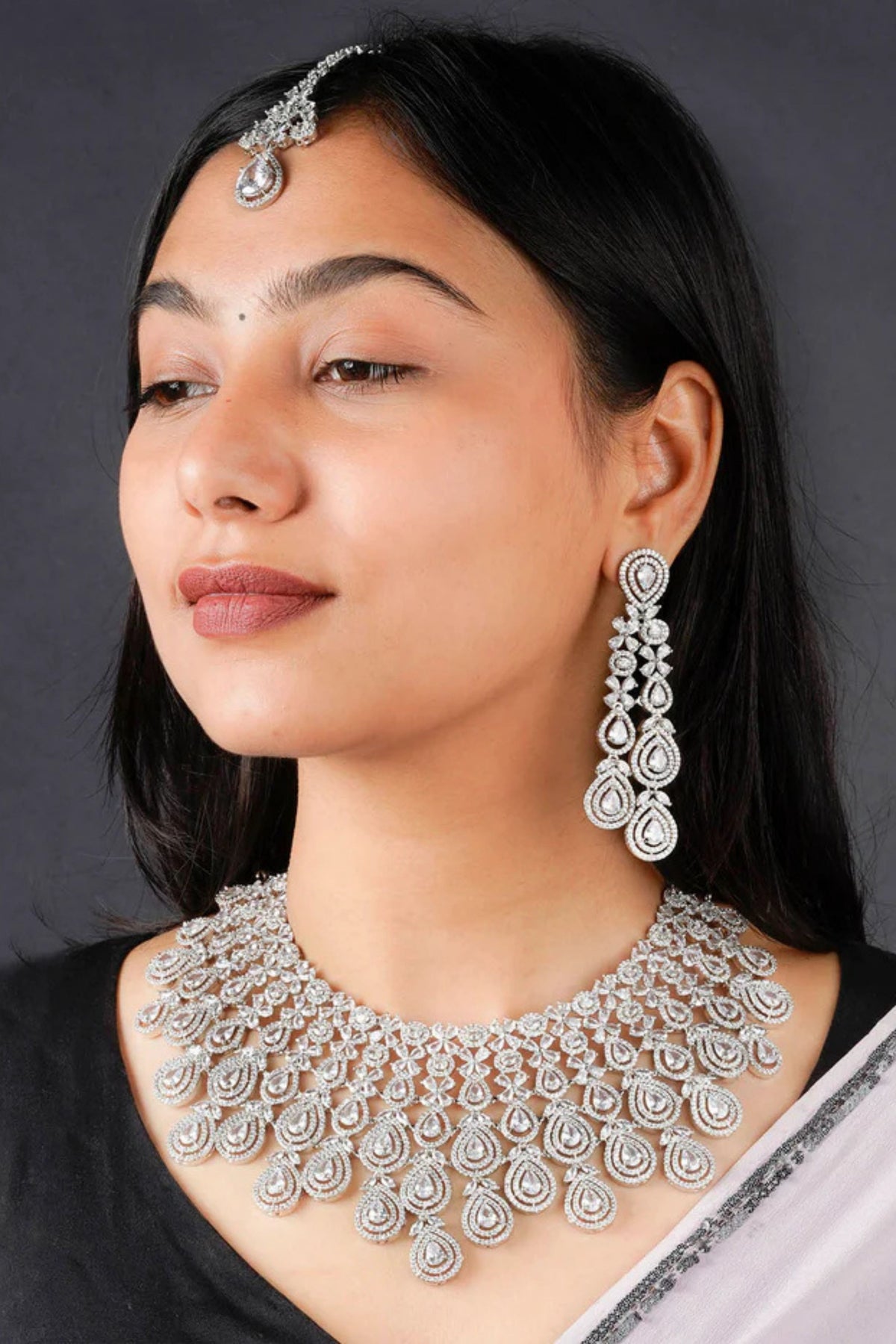White Diamond Bridal Necklace Set