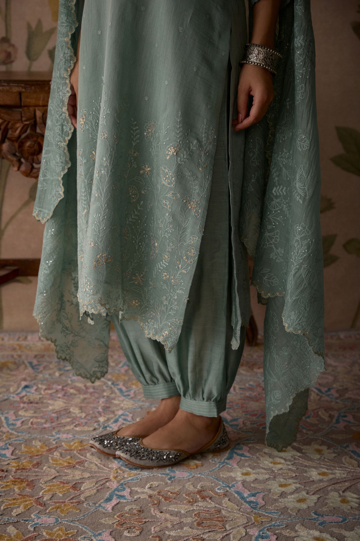 Powder Blue Scalloped Kurta Set