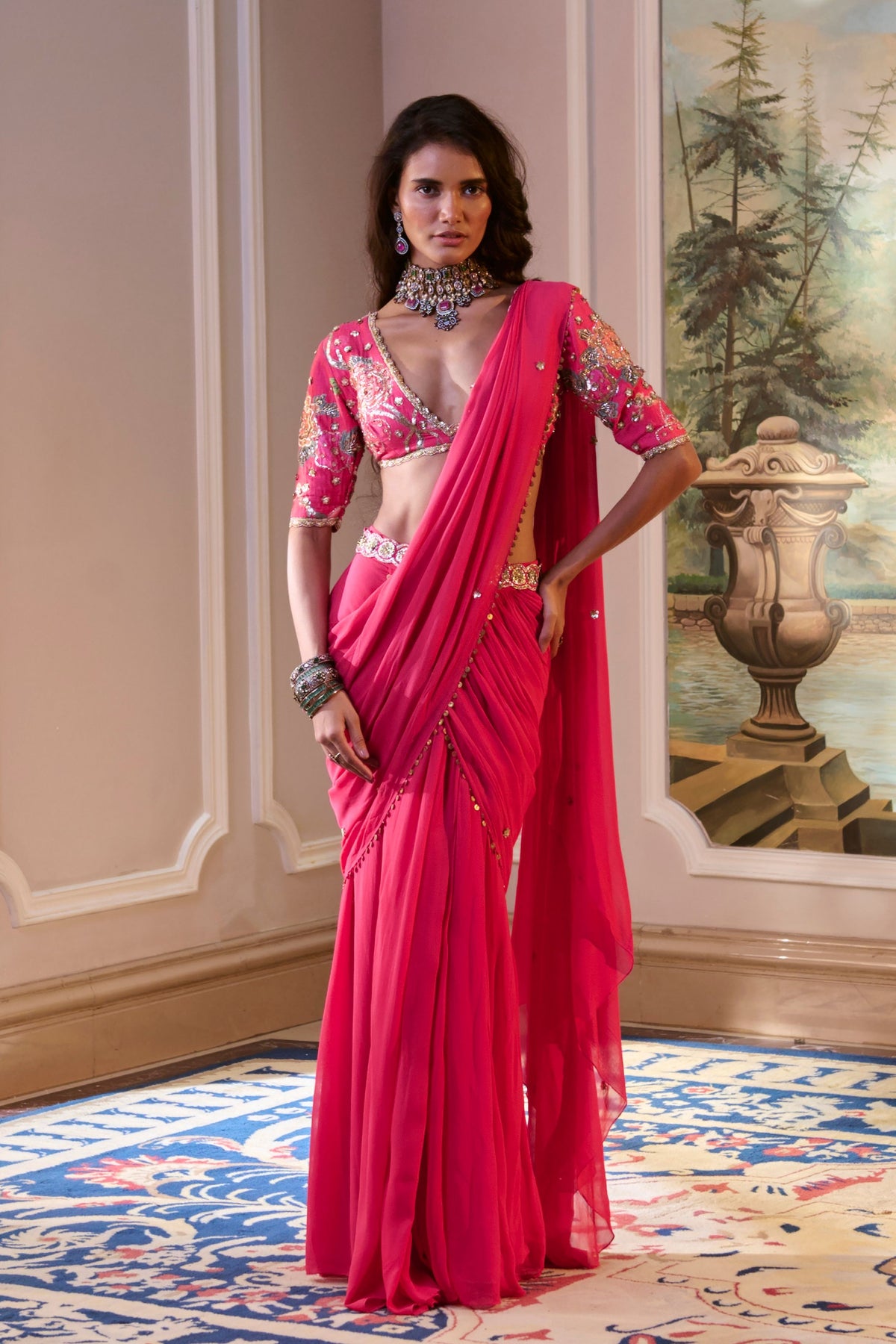 Kaia Hot Pink Saree Set