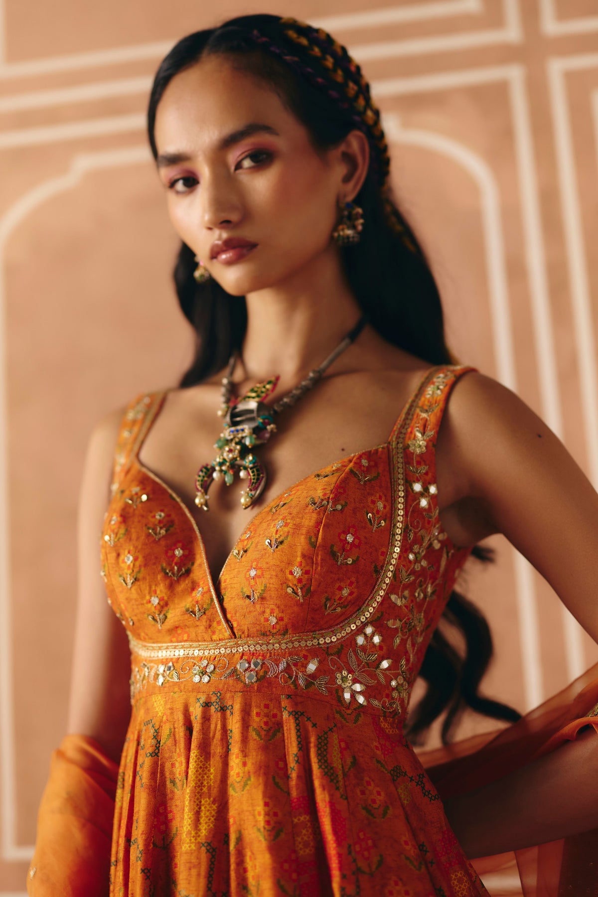 Burnt Orange Anarkali Set