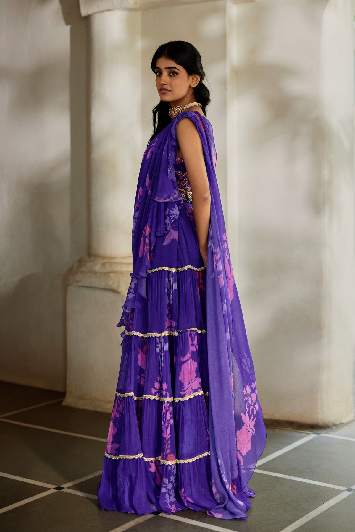 Opal Saree Set - Grape