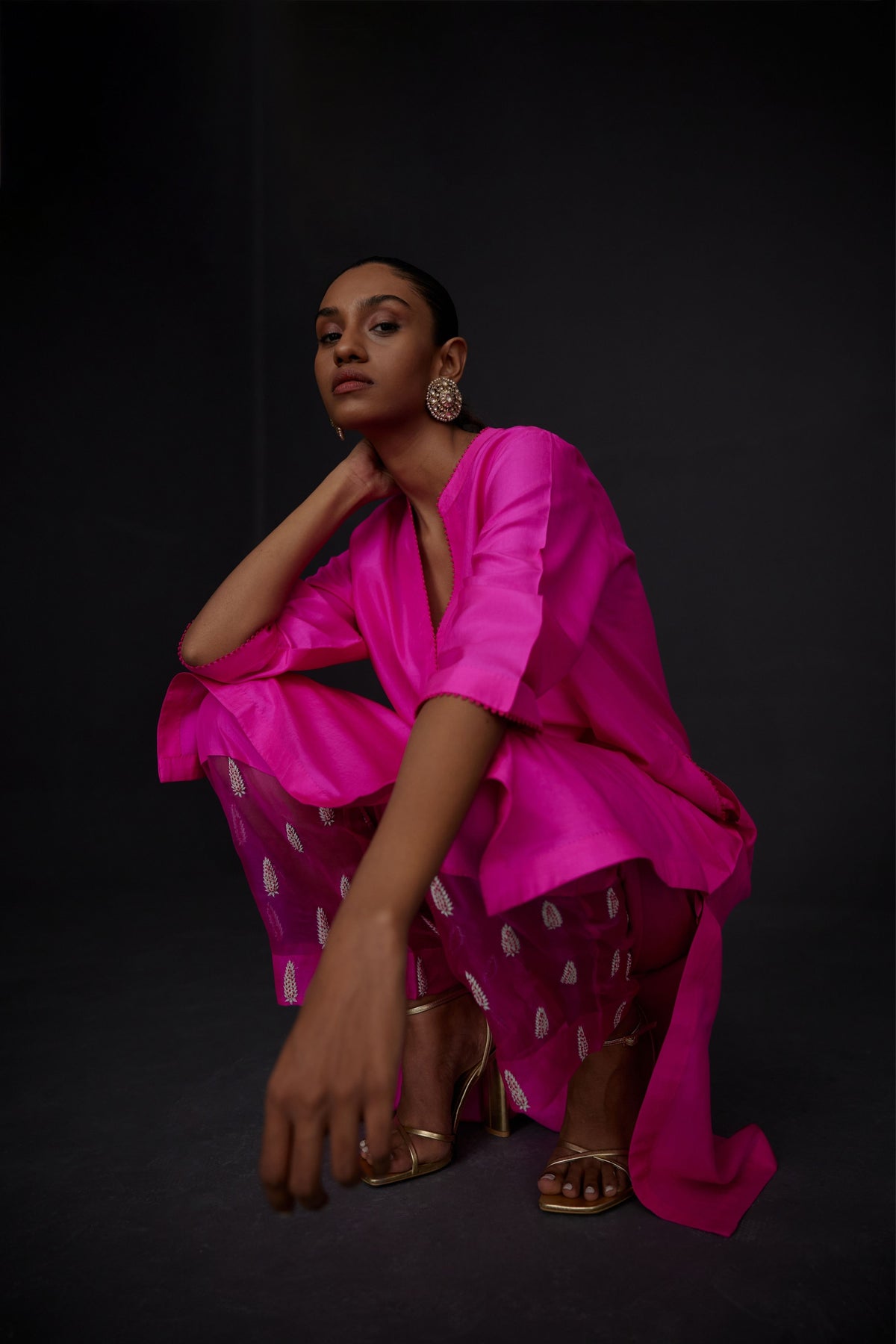 Pink Embroidered Tunic Set