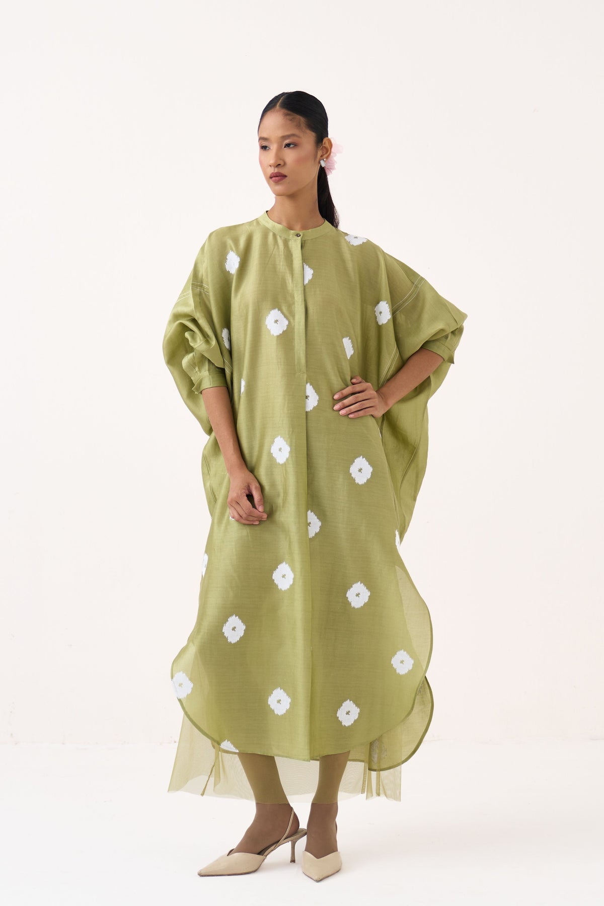 Block Print Bat Sleeve Dress