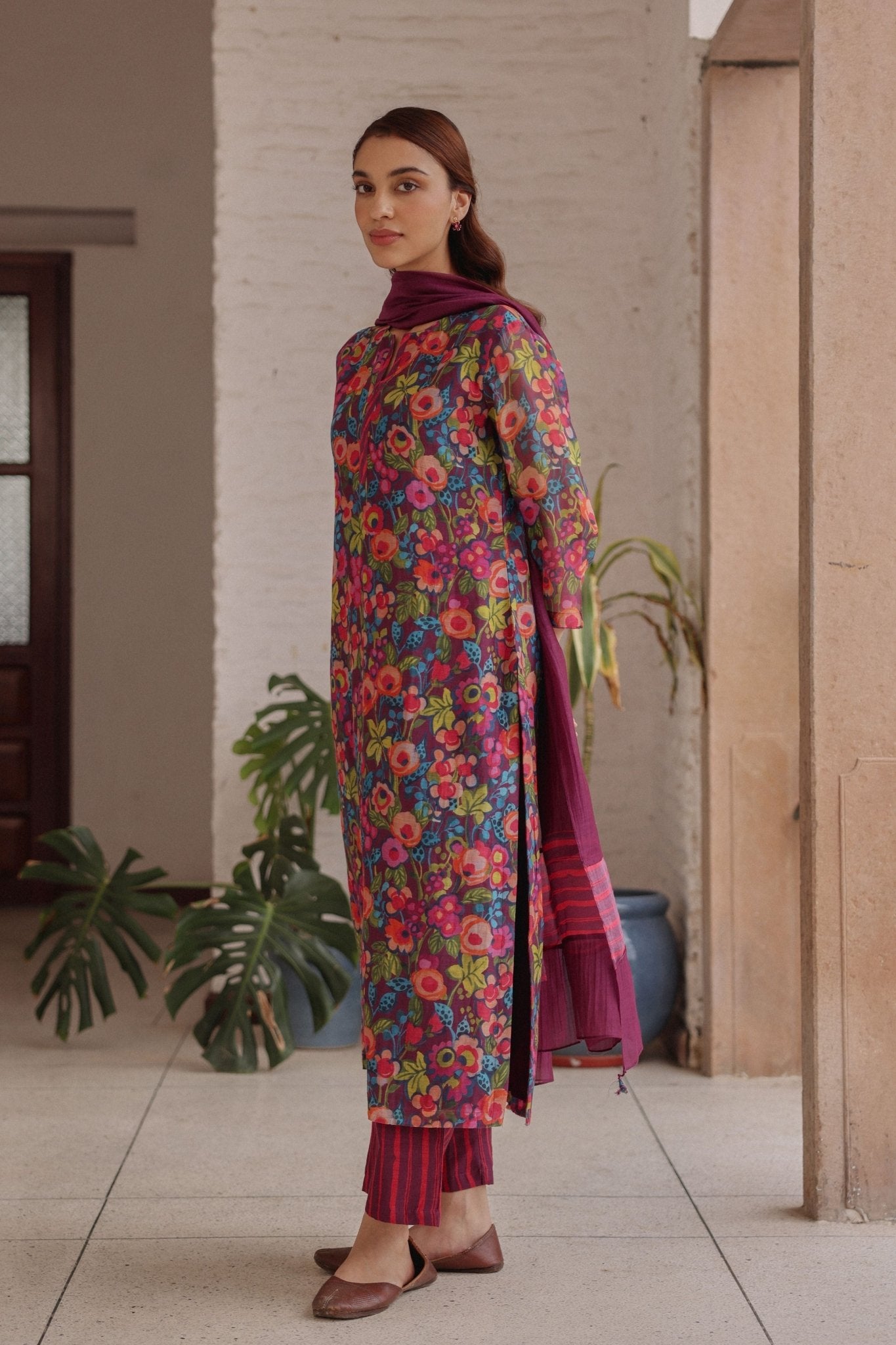 Amethyst Printed Kurta Set - Vaayu - Elahe