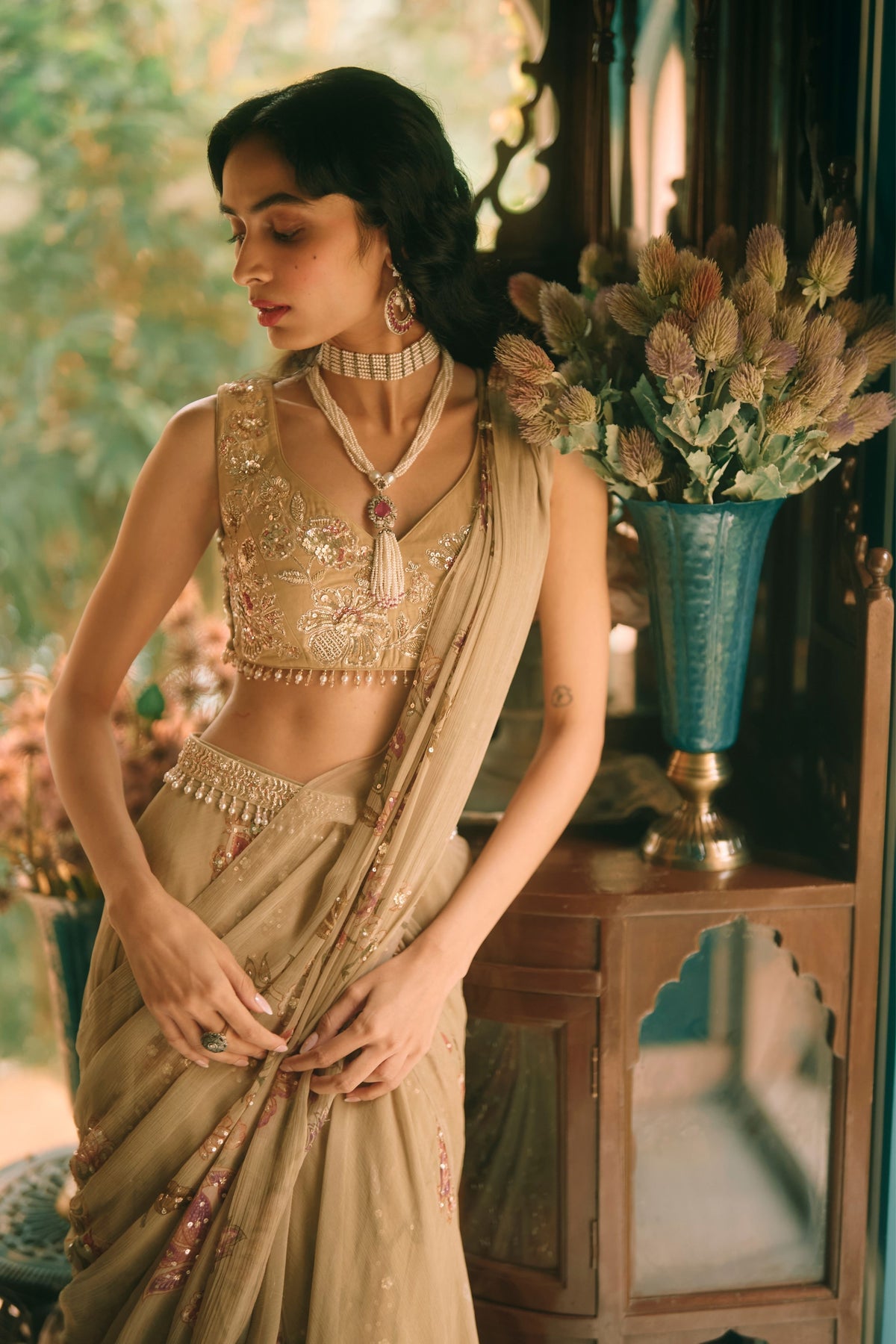Beryl Draped Saree Set