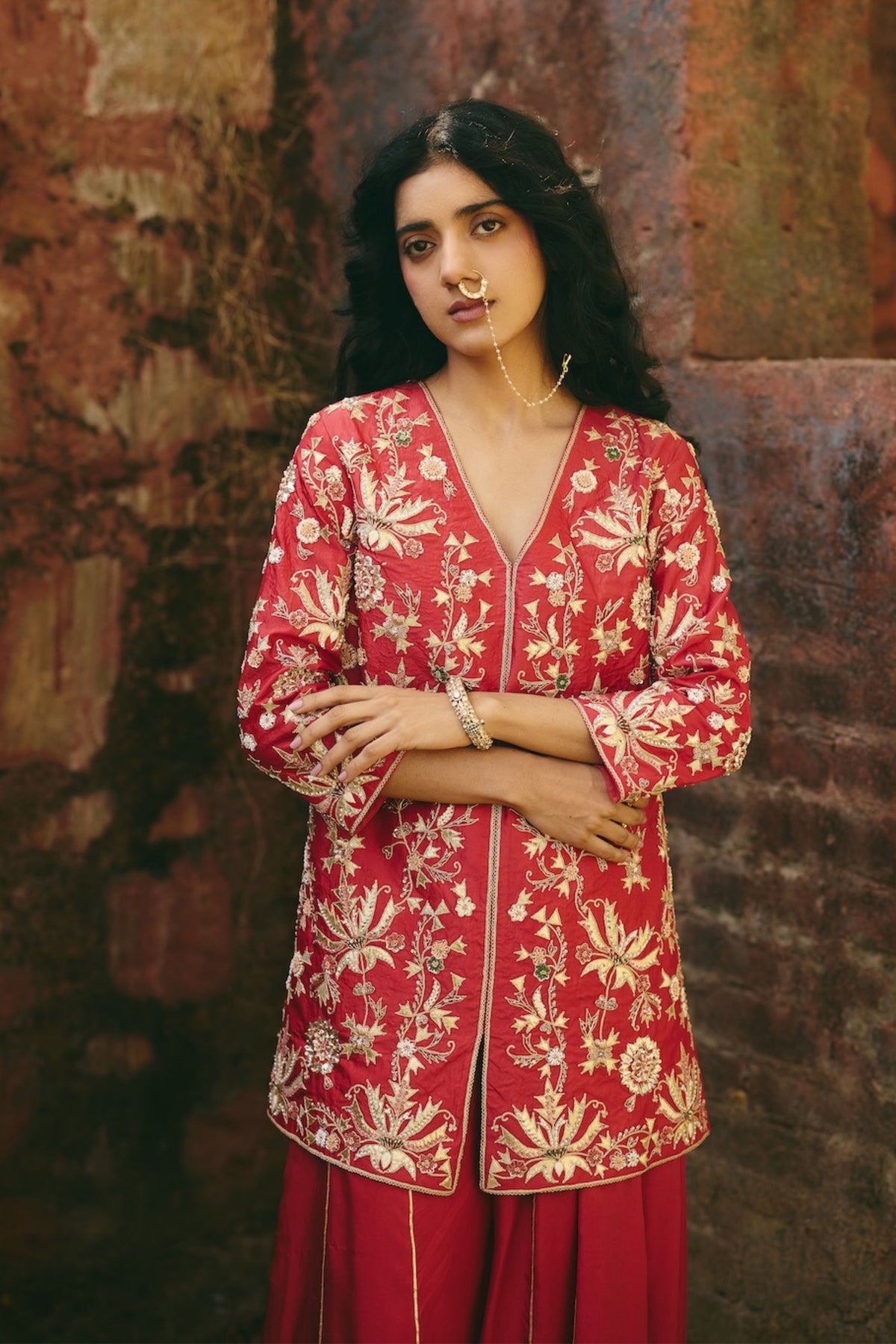 Laalsaravaya Jacket and Sharara