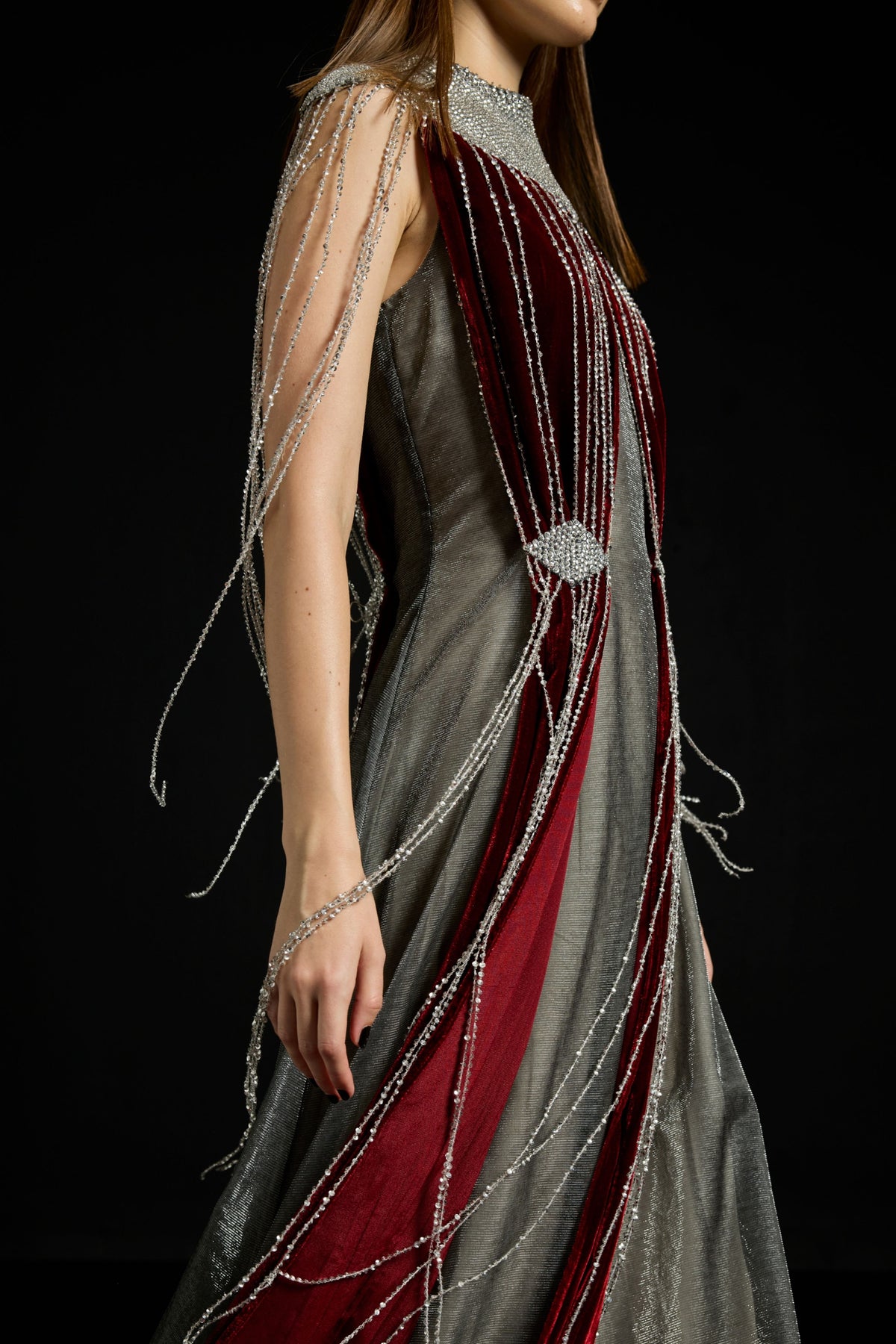 Velvet and Sequins Fringe Dress