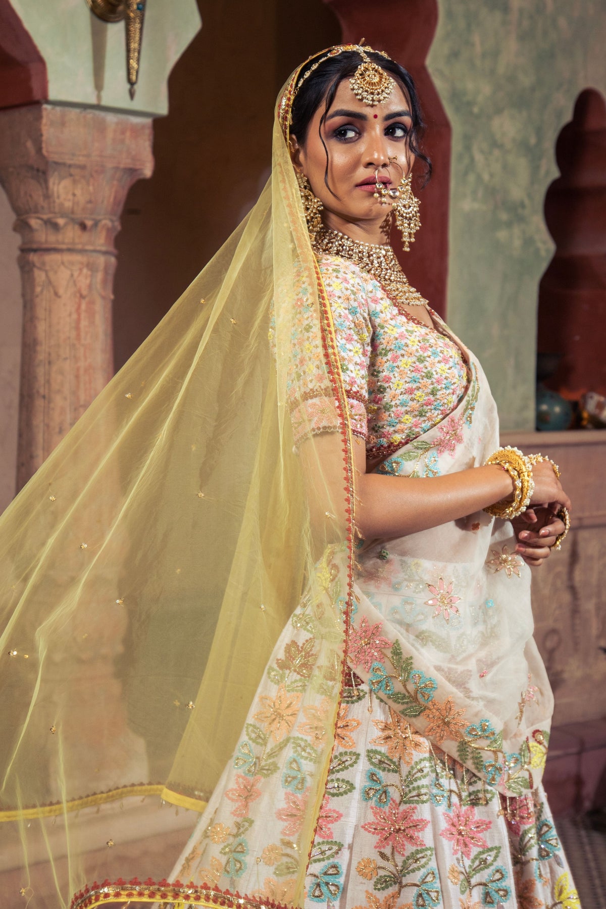 Ivory Embroidered Lehenga Set