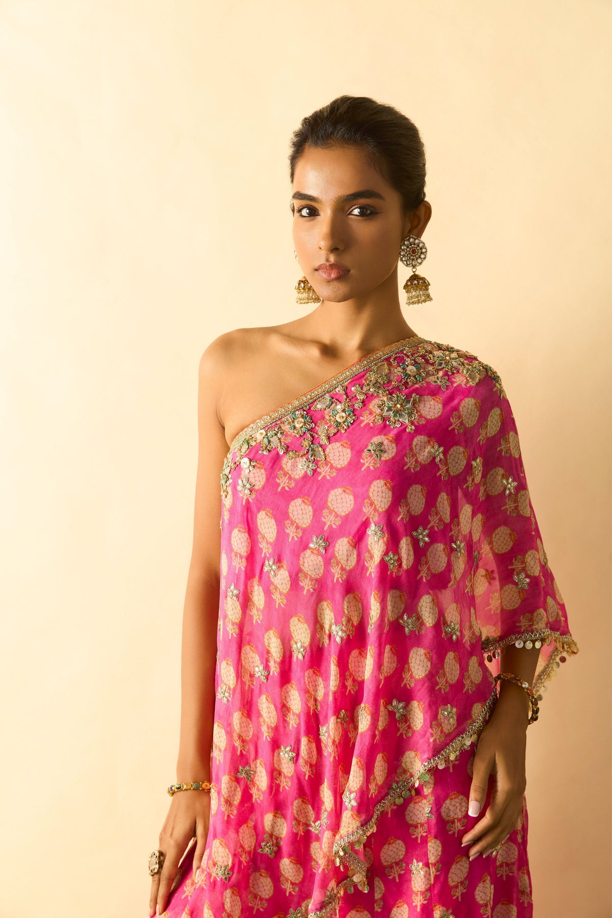 Chhavi Pink One Shoulder Set