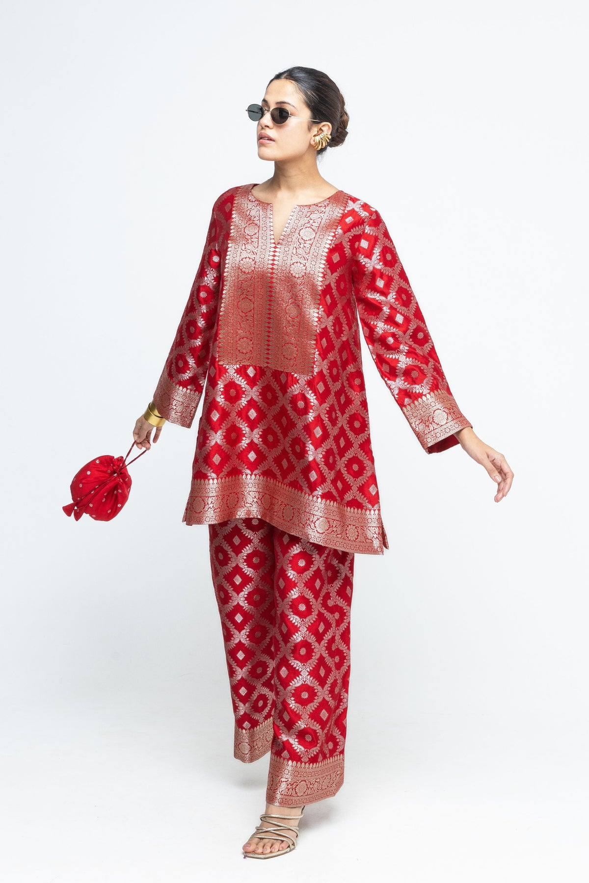 Heera  Jaal Red Tunic Set