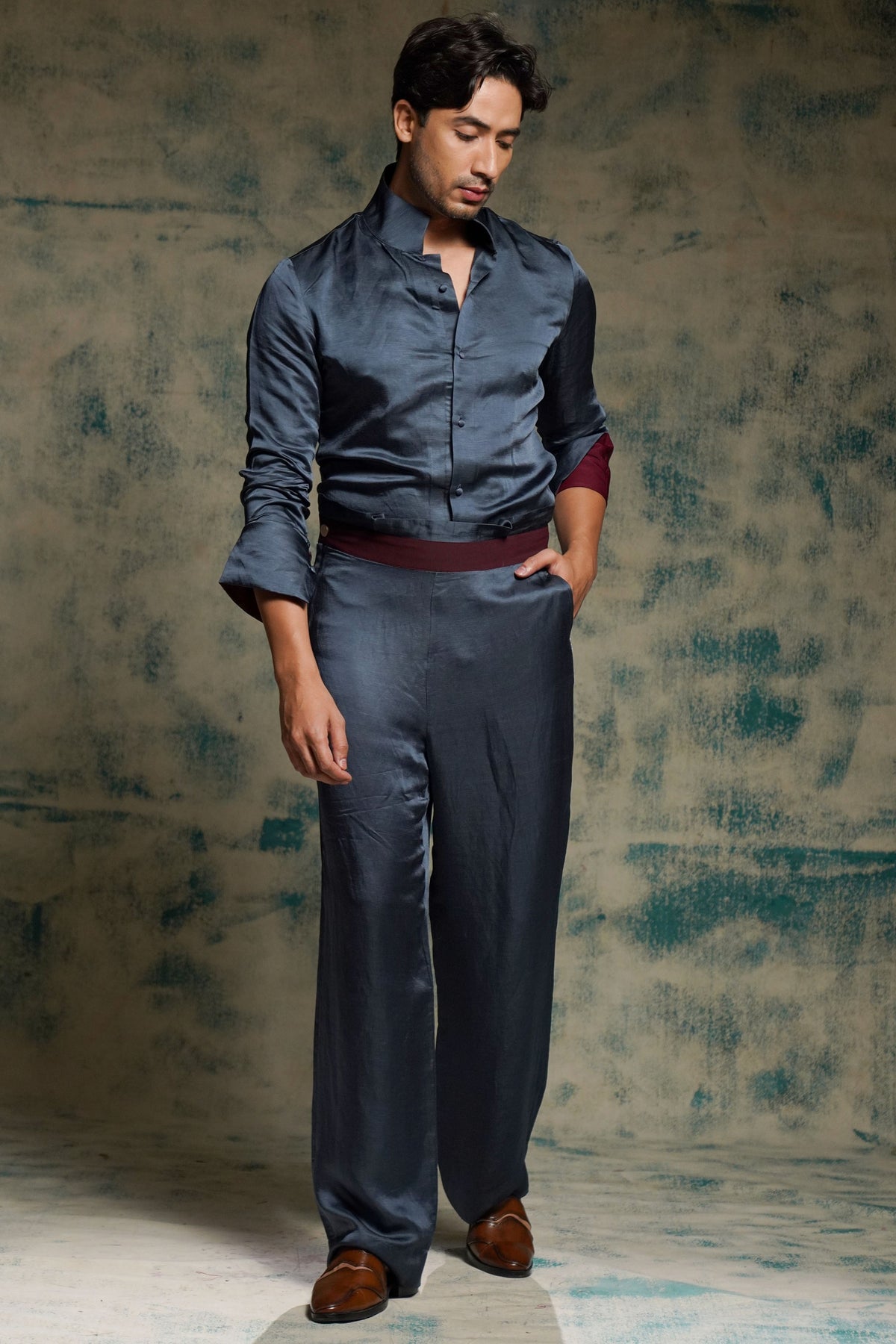 Charcoal Blue Blazer Set