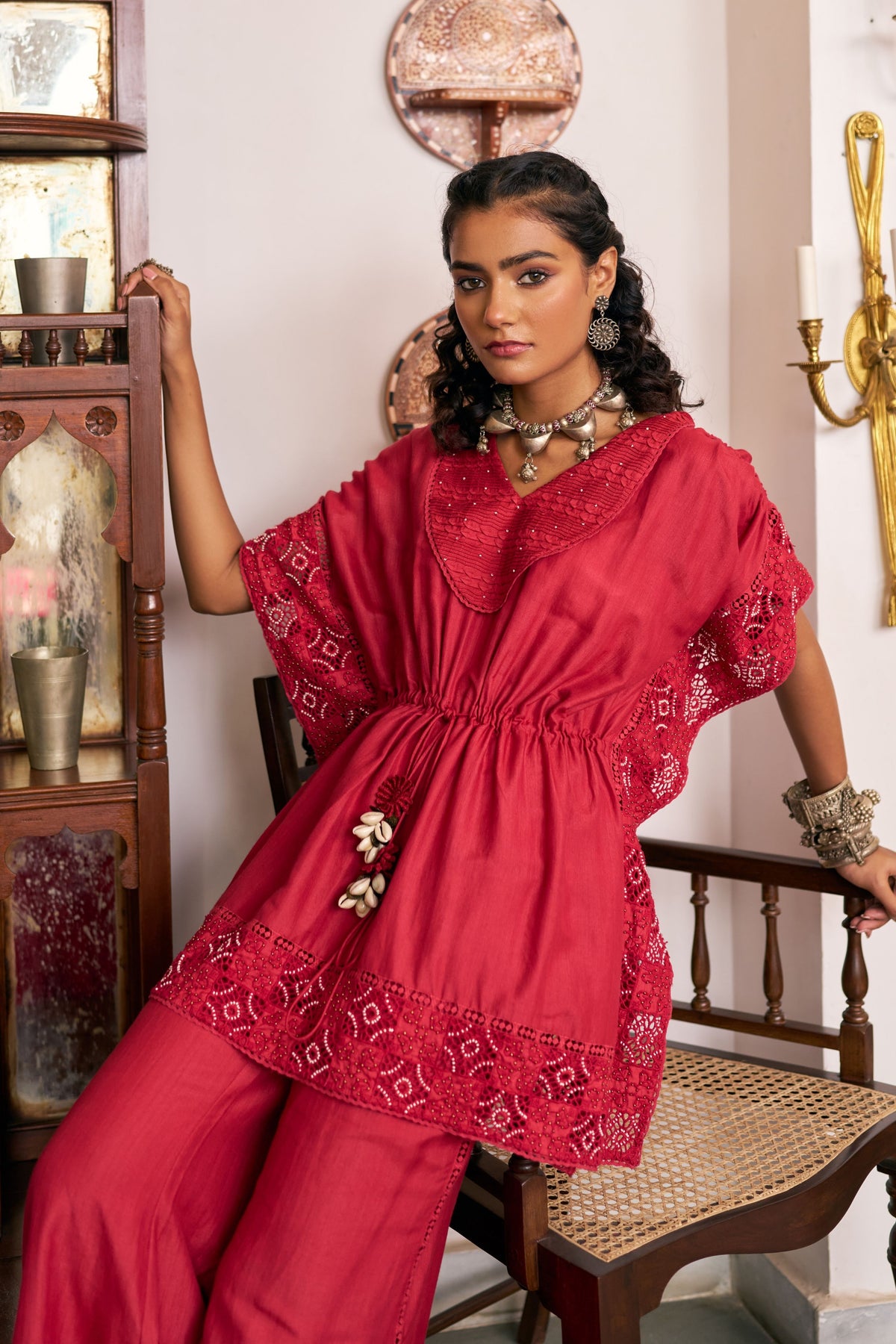 Ruby Cutwork Co-ord Set