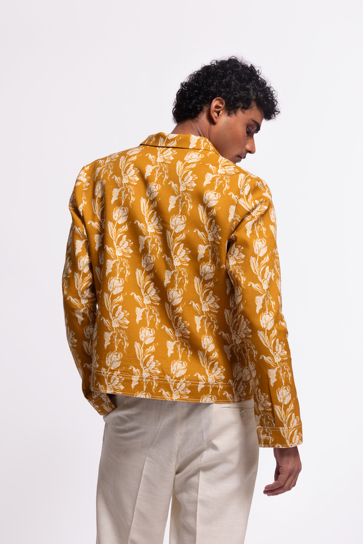 Mustard Floral Printed Jacket