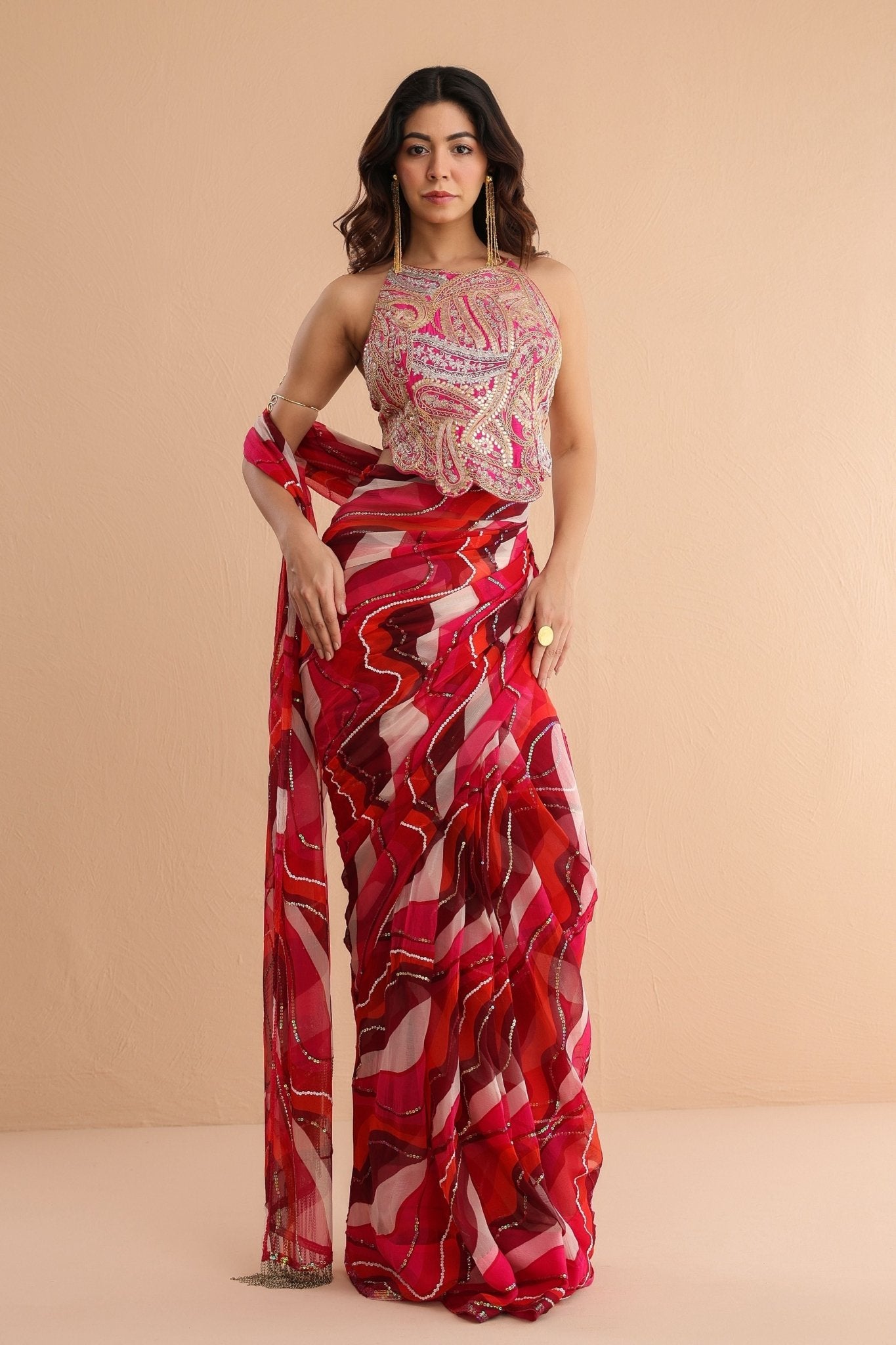 Cosmopolitan Saree With Backless Blouse - Pallavi Jaipur - Elahe