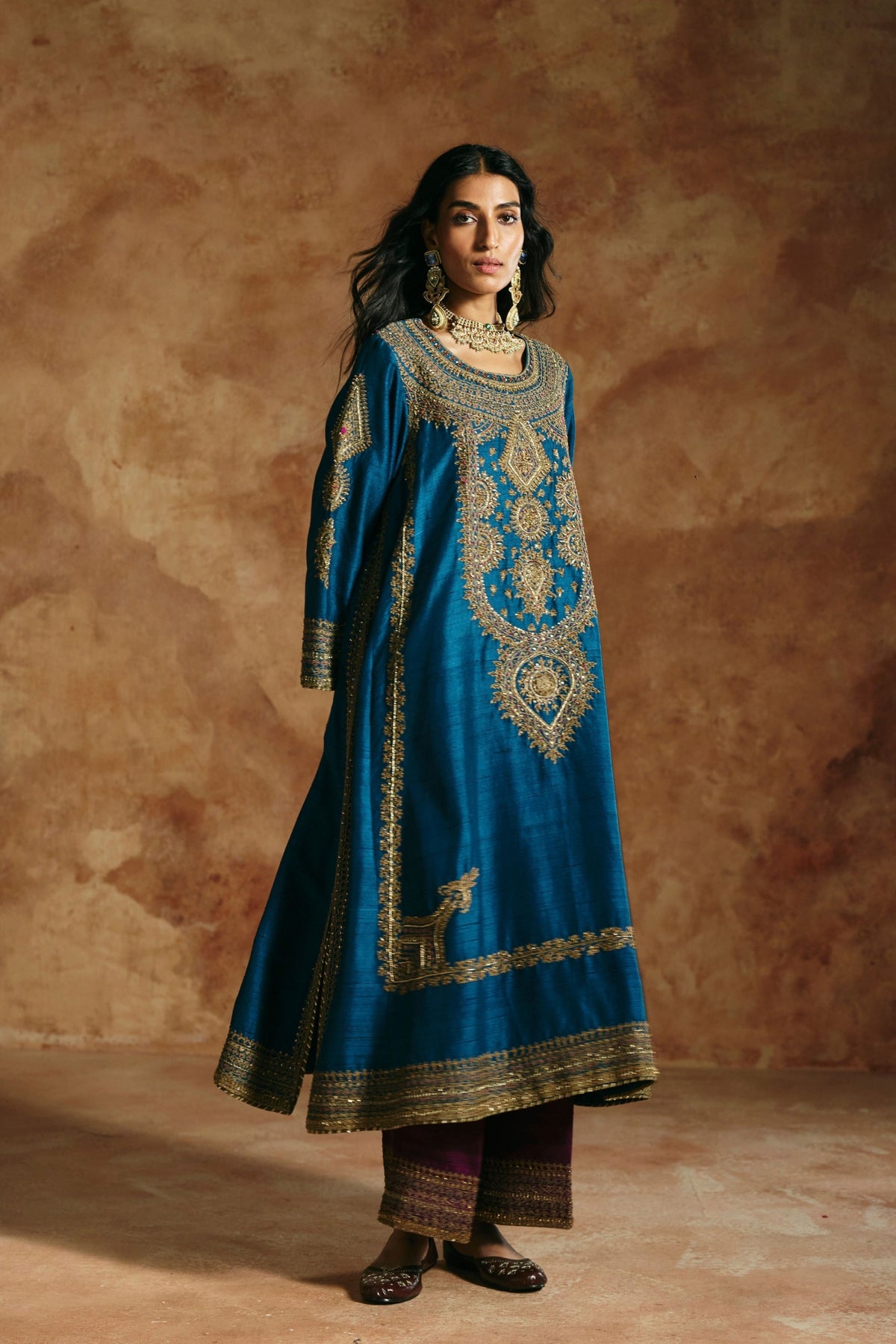 Teal Blue Sindh Kurta Set