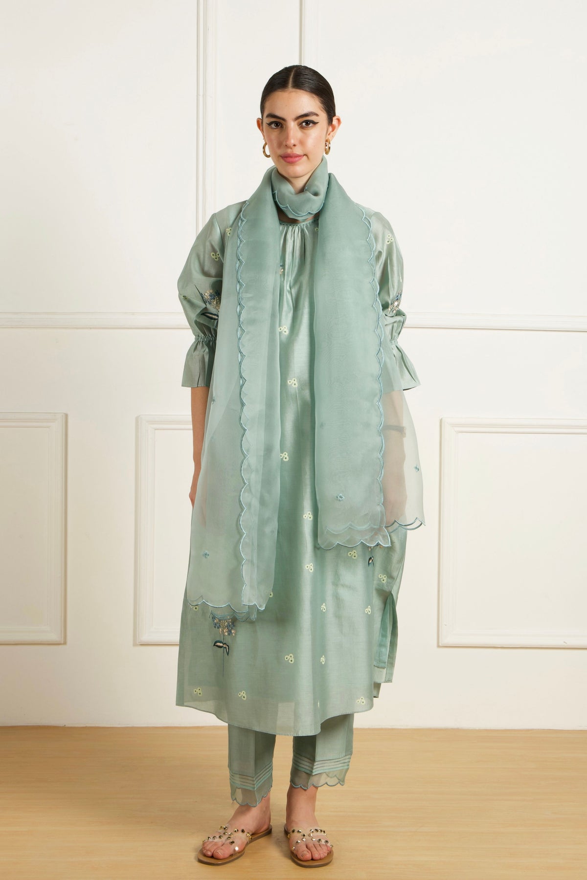 Mint Embroidered Kurta Set