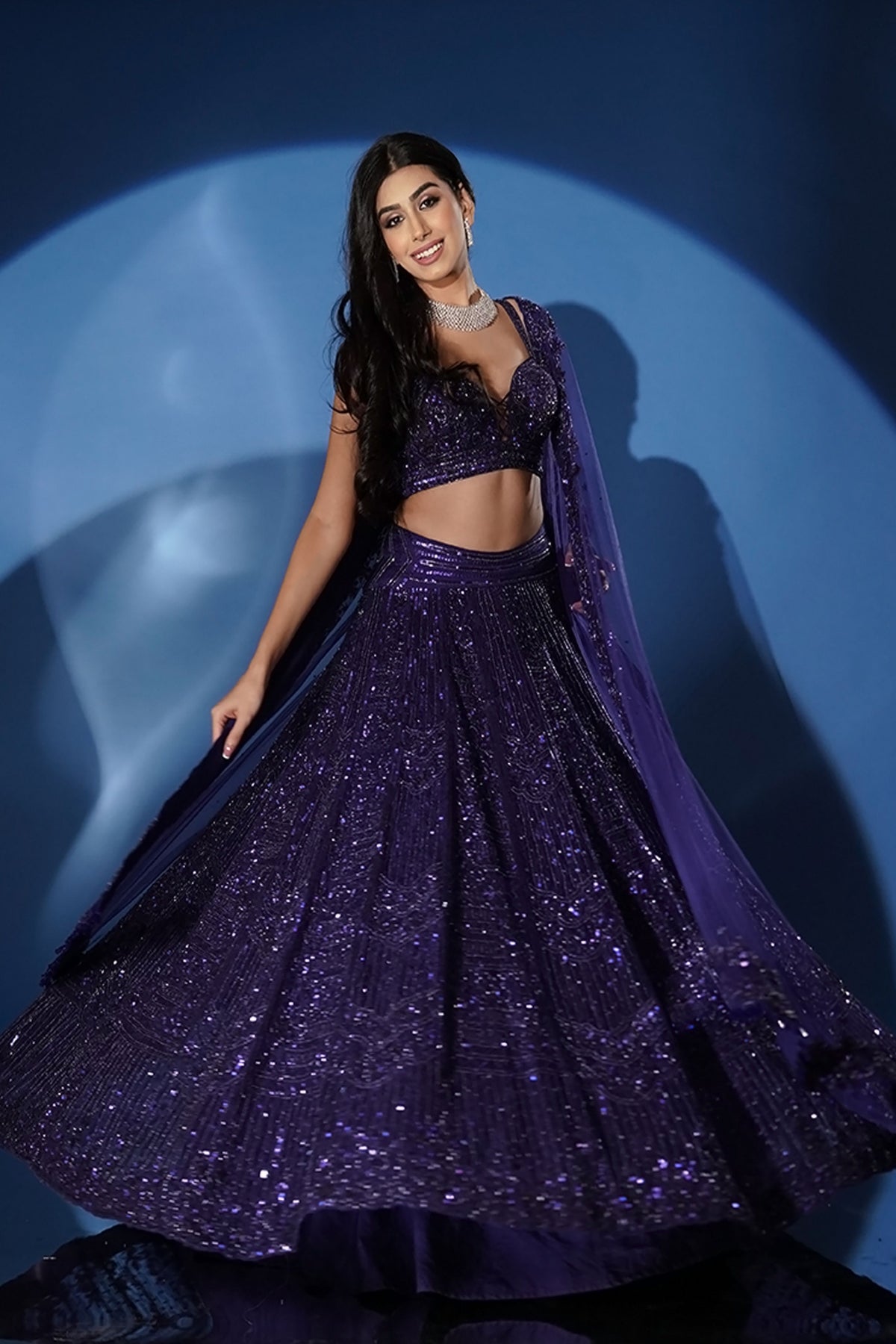 Shimmering Electric Blue Lehenga Set
