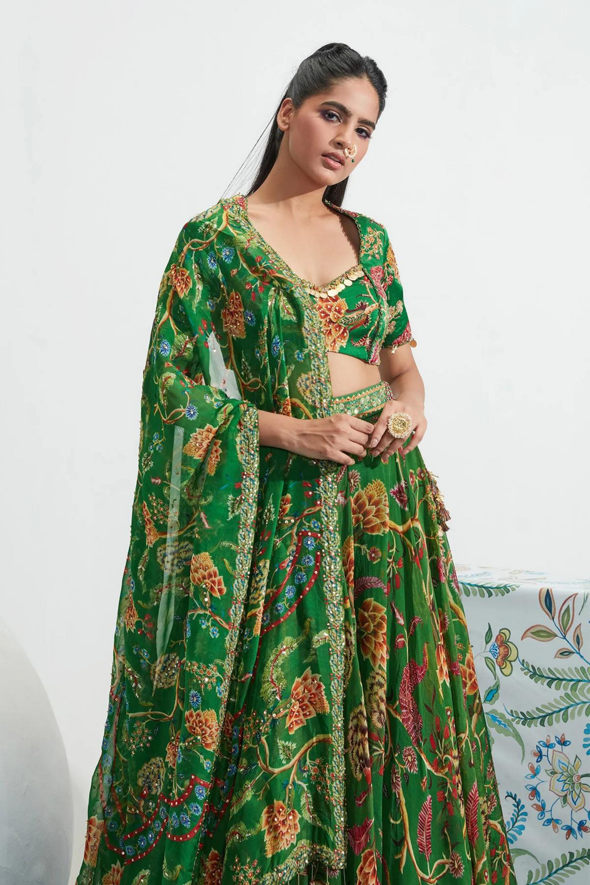 Sarah Green Embroidered Lehenga Set