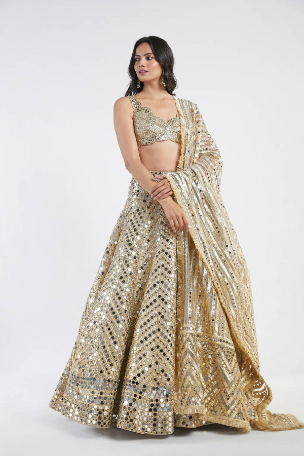 Golden embellished lehenga set