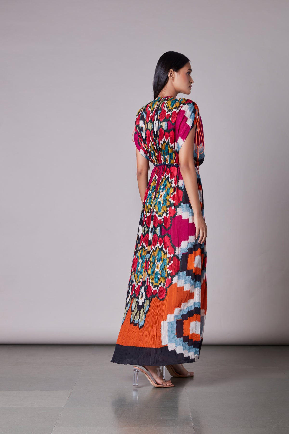 Ikat print kaftan dress