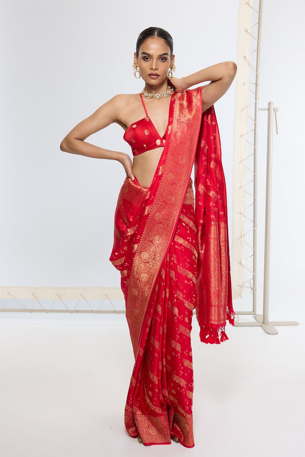 Handwoven Crimson Red Saree