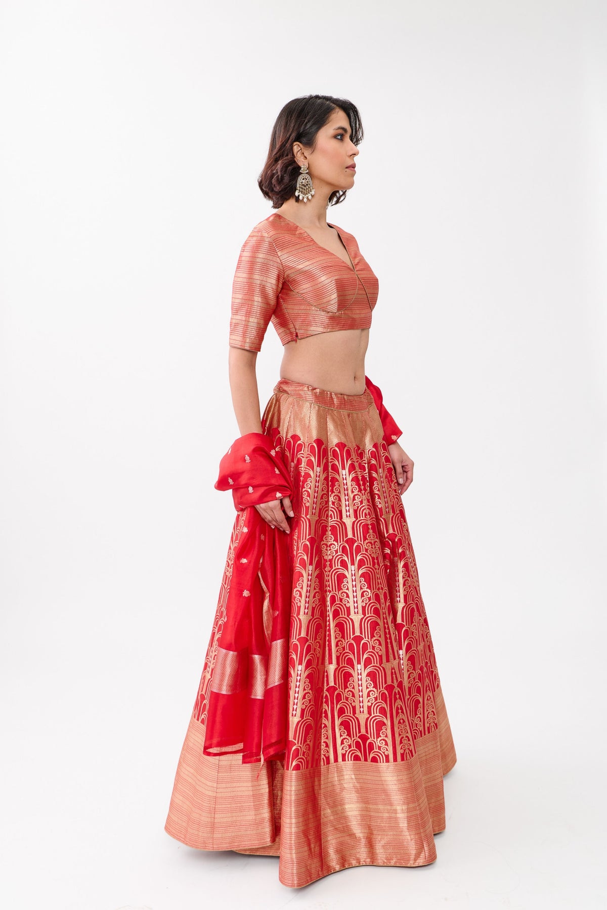 Red Aatishi Lehenga Set