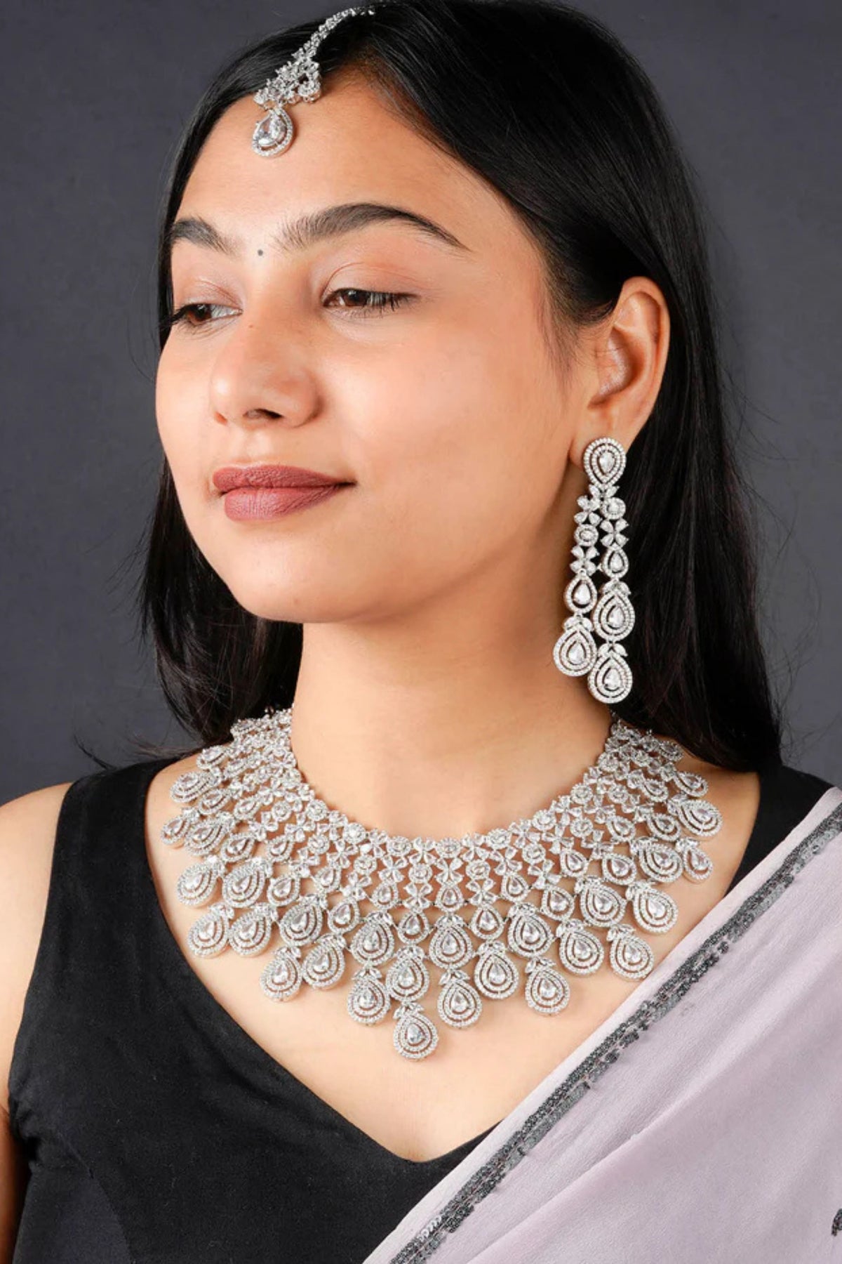 White Diamond Bridal Necklace Set