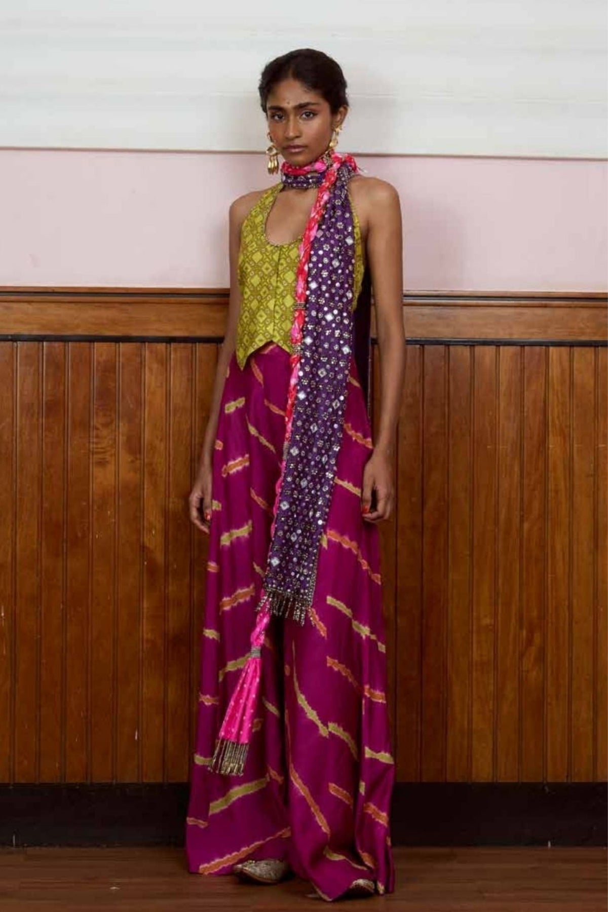 Parveen Olive Purple Sharara Set