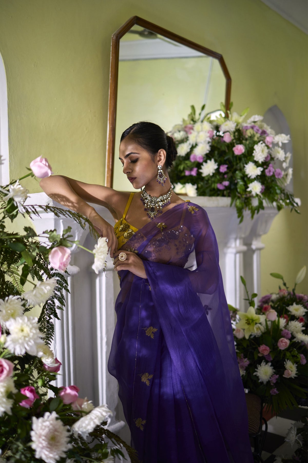 Rosein Purple Saree Set