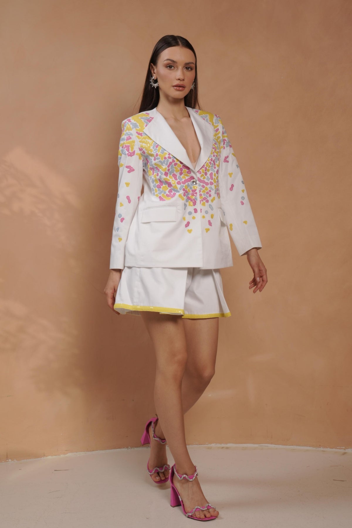Multi Color Applique Blazer Set