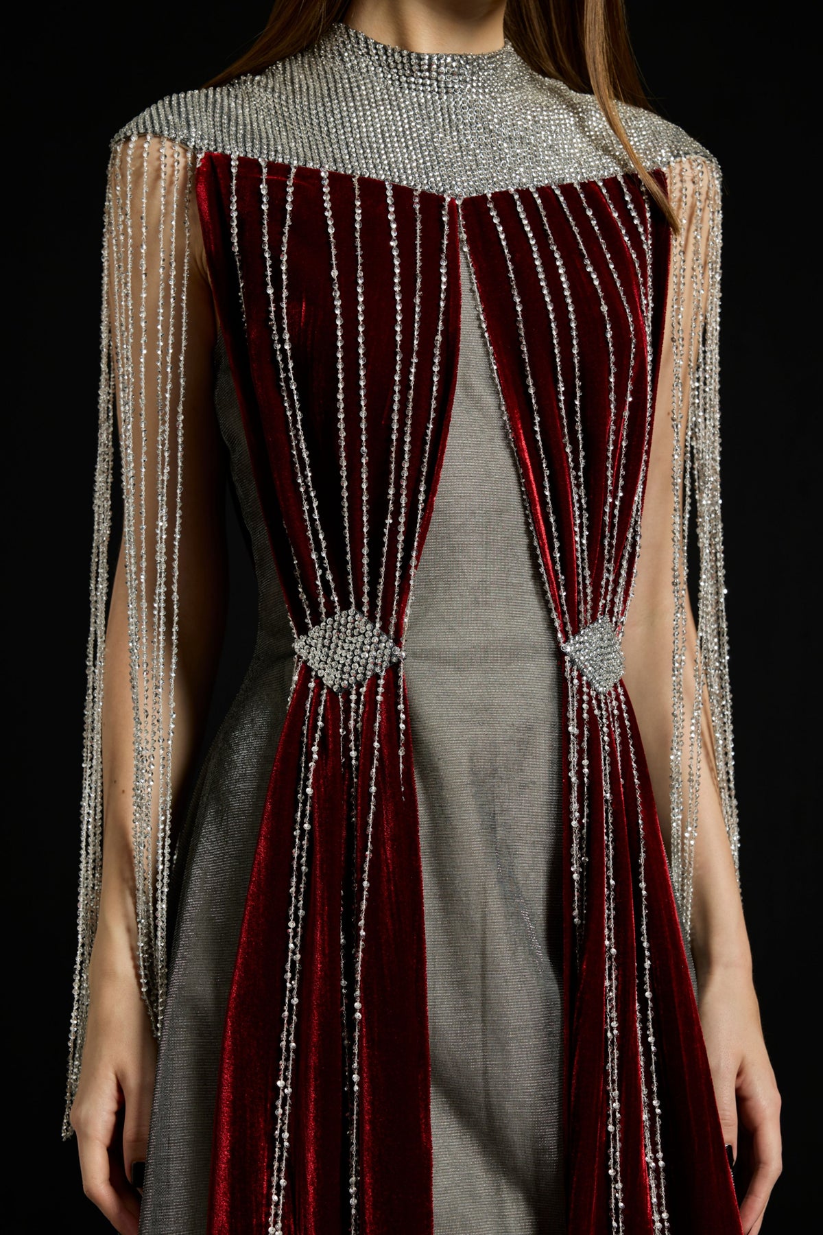 Velvet and Sequins Fringe Dress