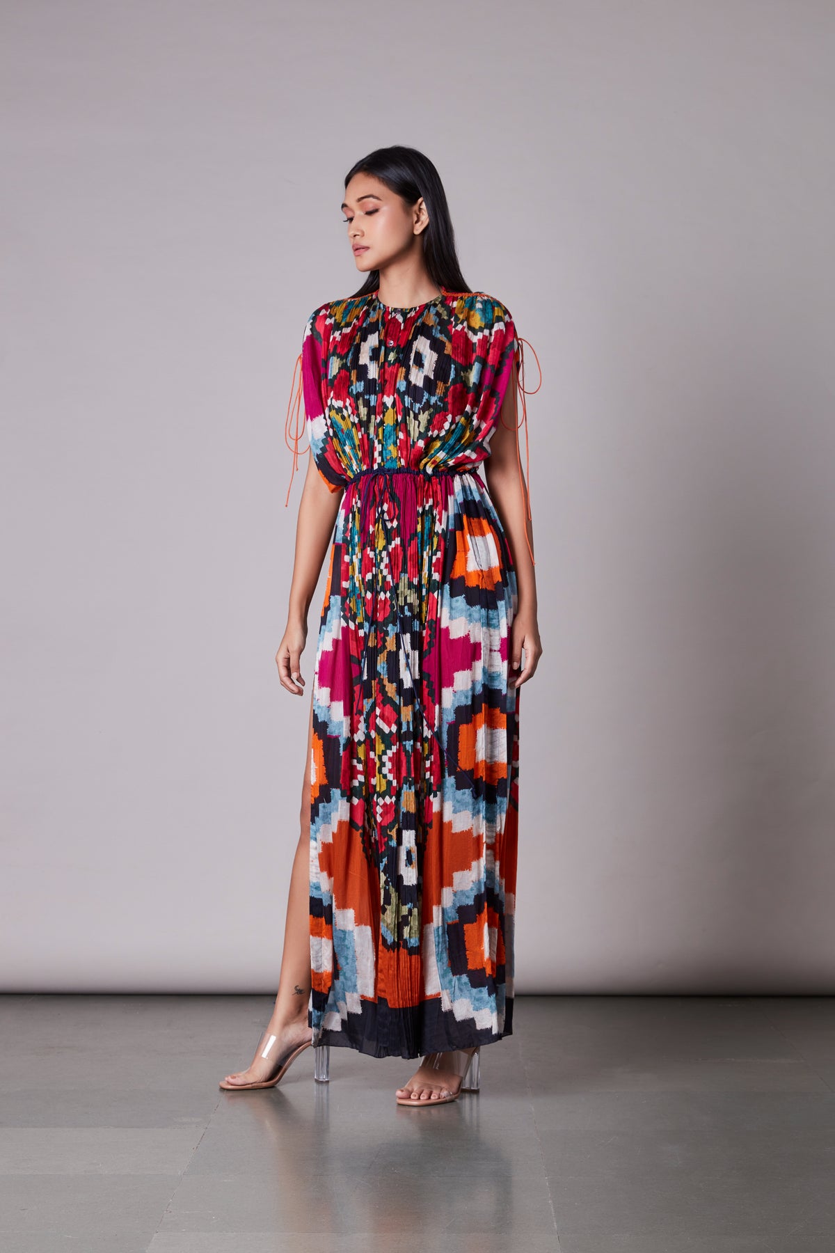 Ikat print kaftan dress