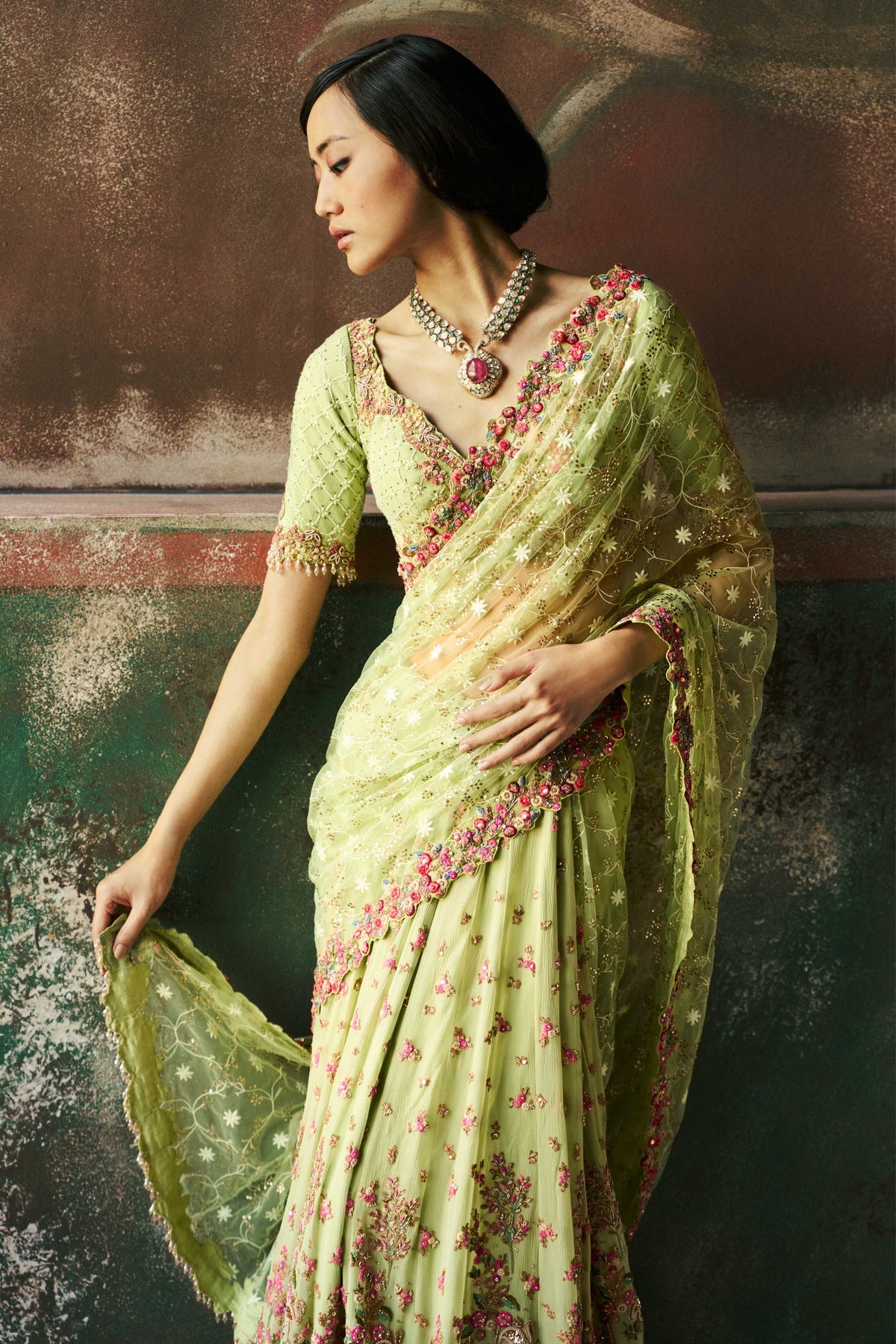 Garden Haze Saree Set