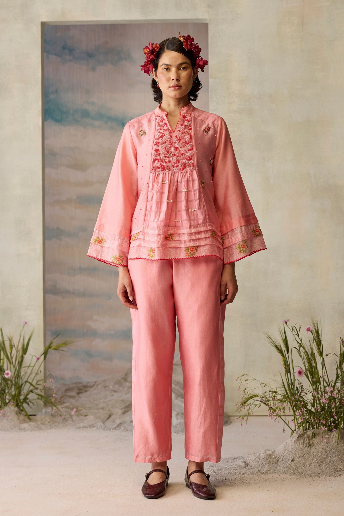 Rose Gathered Top