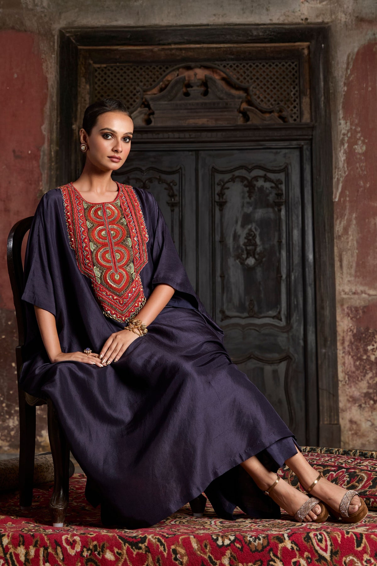 Blue & Red Kaftaan Set