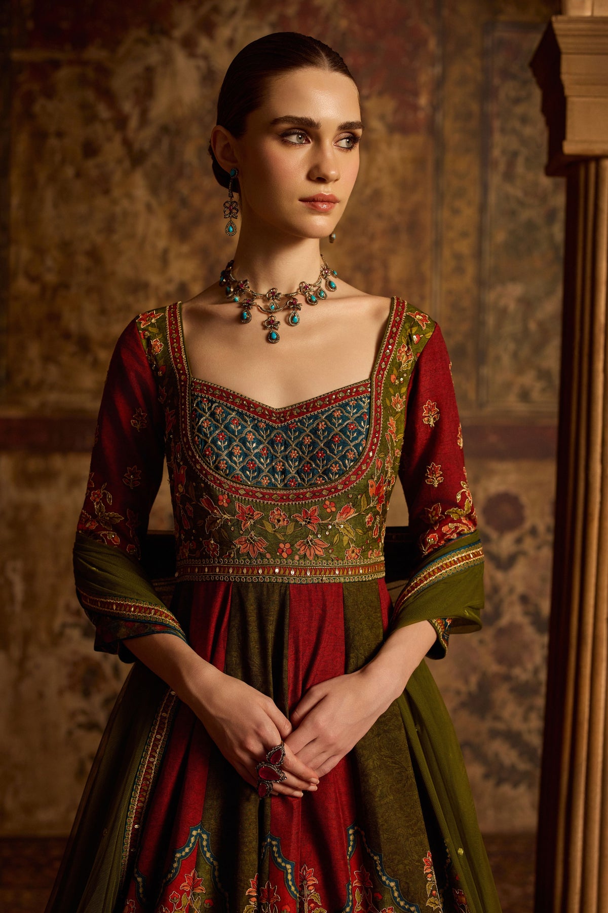 Shirina Maroon Anarkali Set