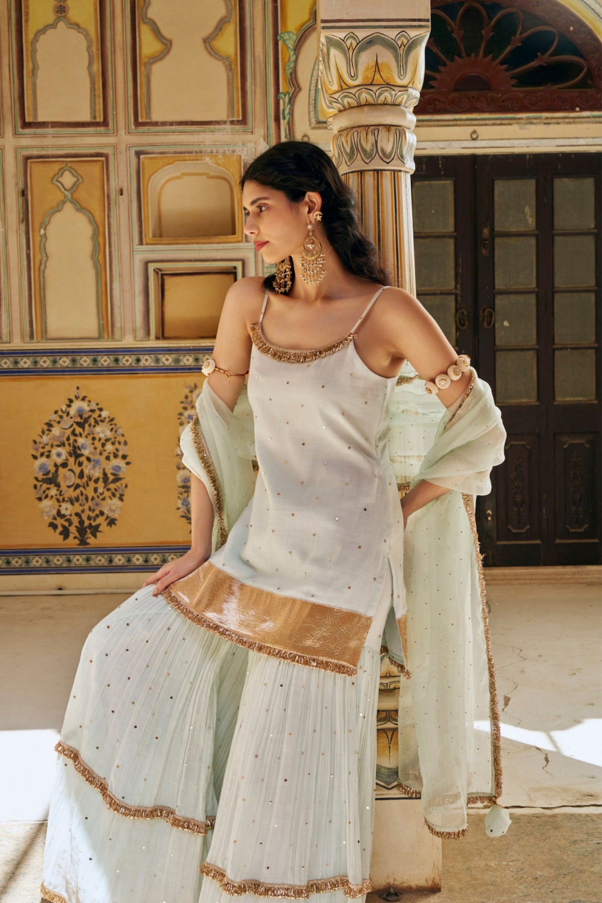 Seafoam Spaghetti Sharara Set
