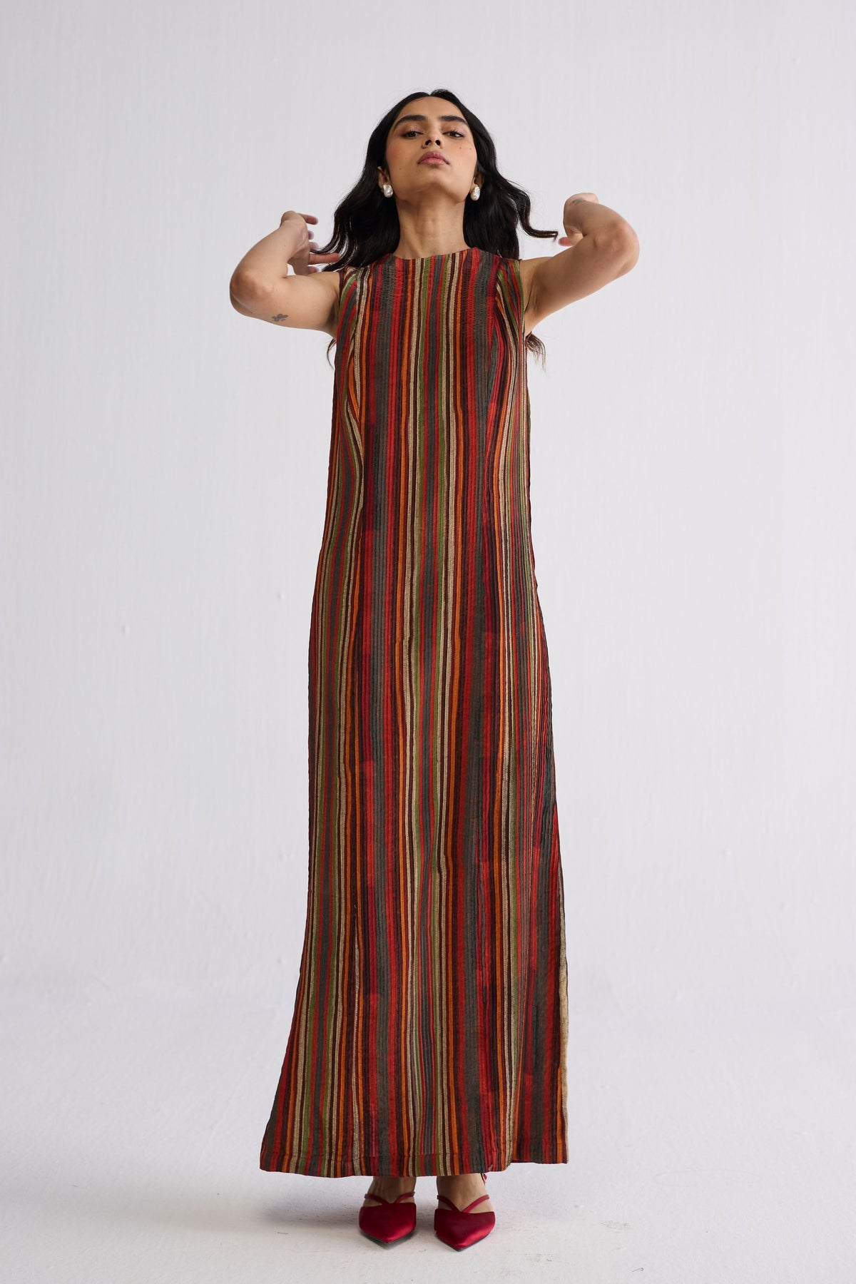 Jilian Crepe Pintucks Dress