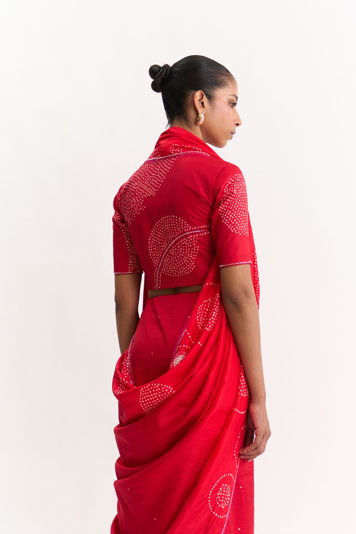 Luna Red Orange Saree