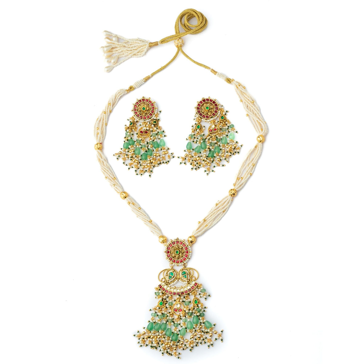 Green Polki Necklace Set