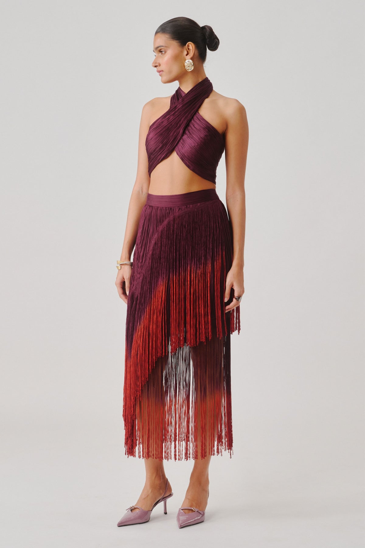 Hope Burgundy Halter Top With Elastic Back