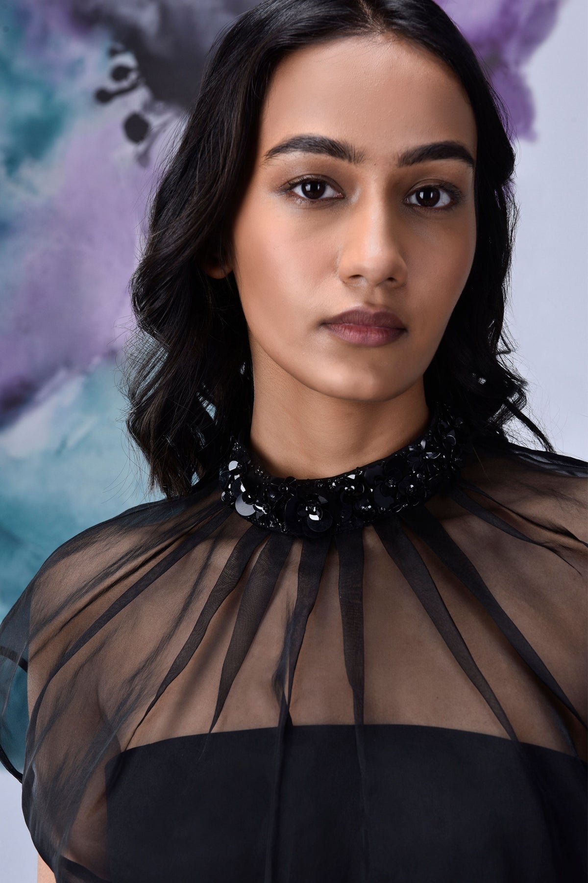 Organza Gather Neck Top