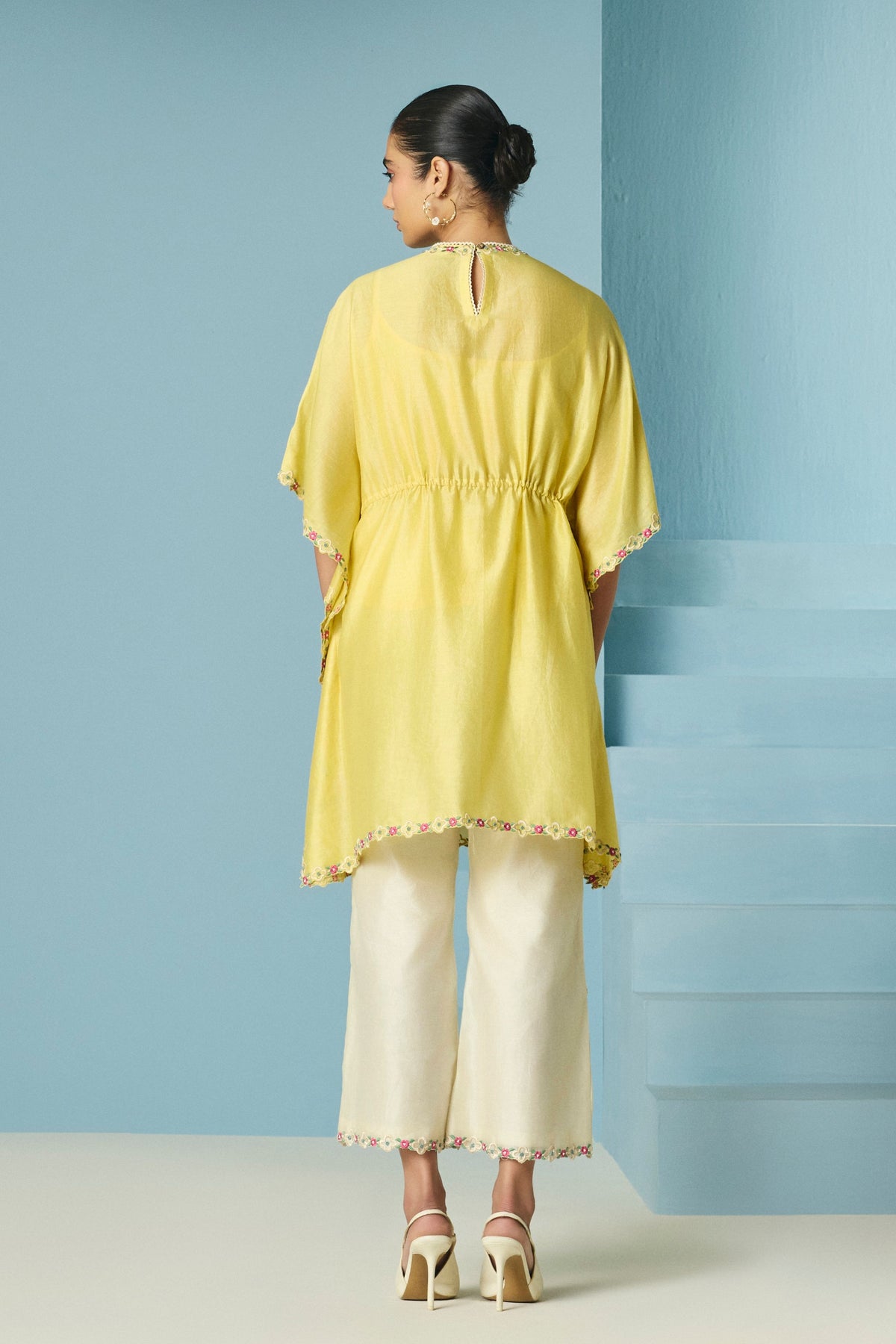 Butter Yellow Embroidered Kaftan