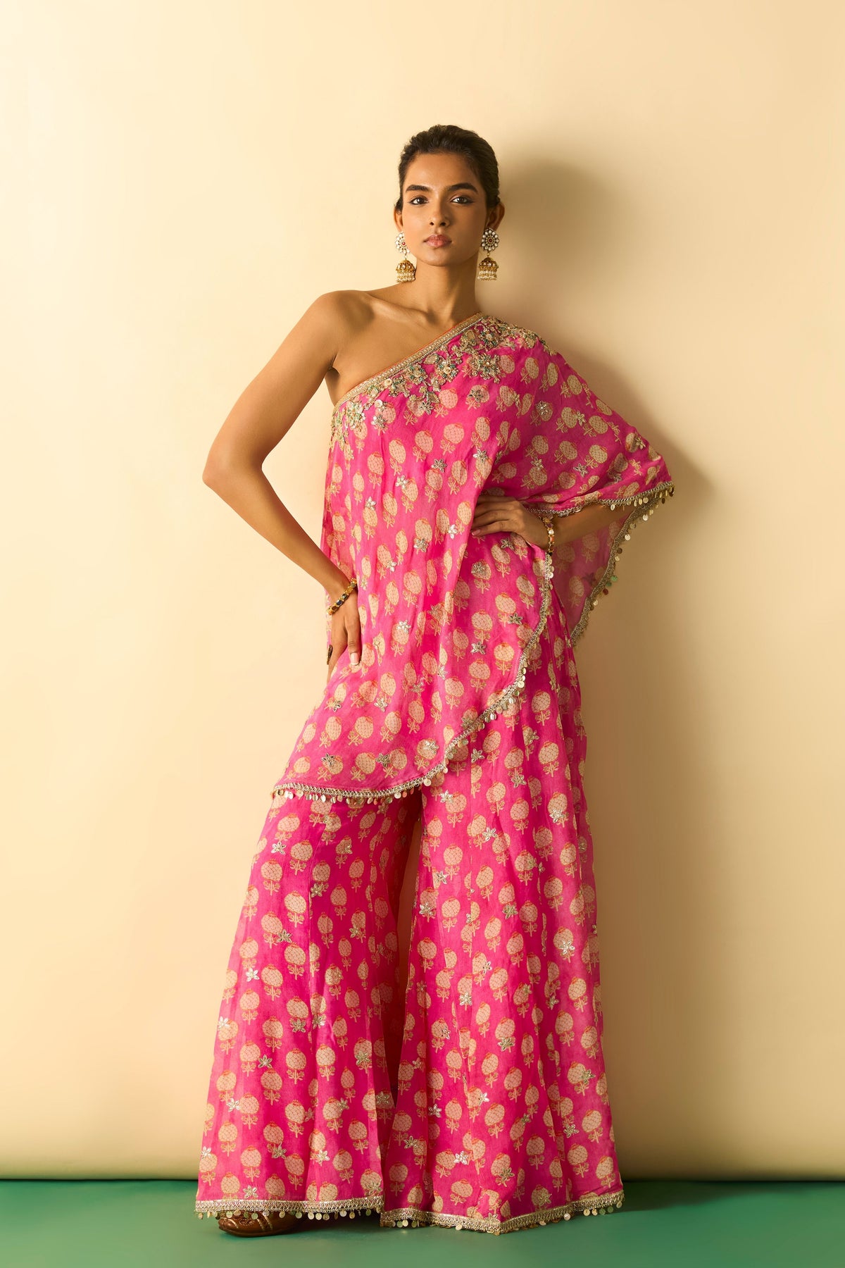 Chhavi Pink One Shoulder Set