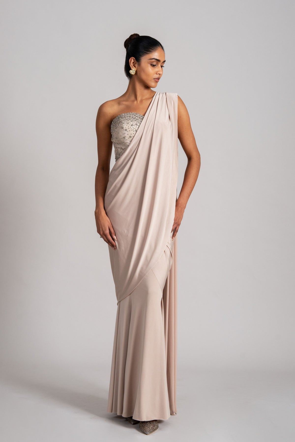 Corsetted Maze Draped Saree Set