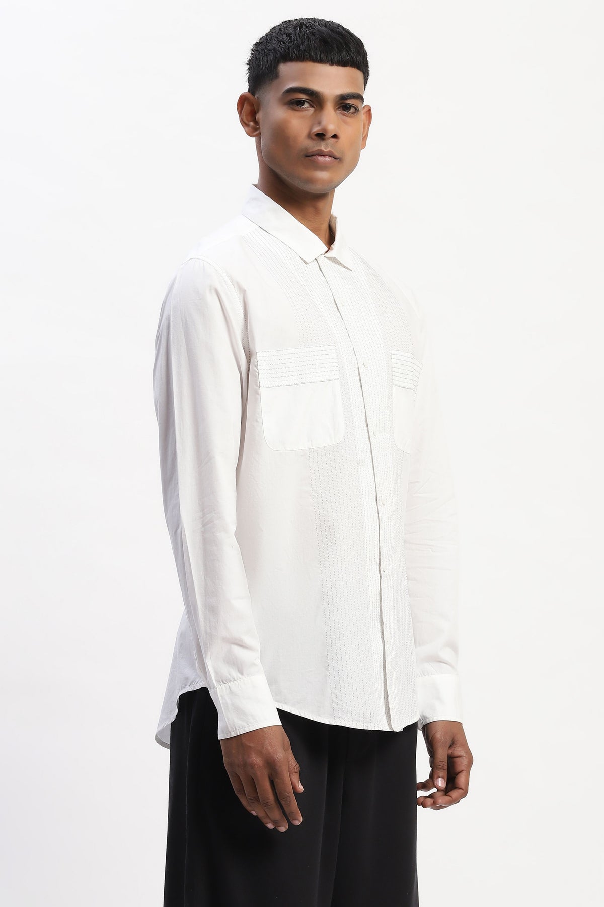 White Engineered Trapunto Shirt