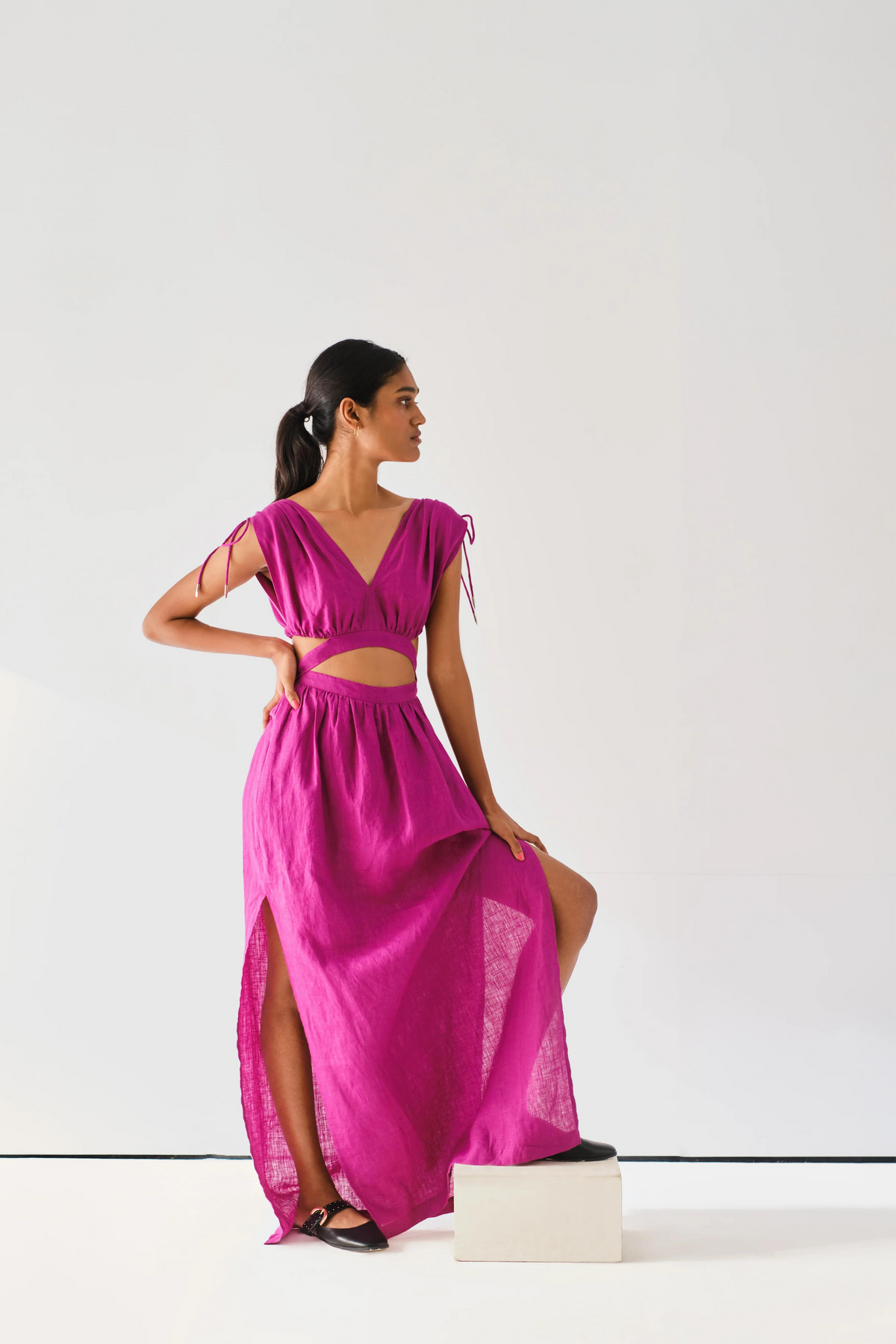 Vaani Linen Cutout Dress