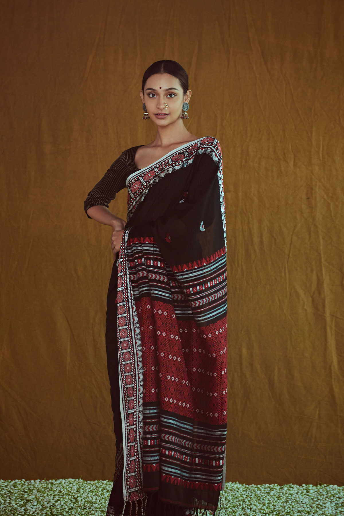 Black Handwoven Cotton Saree